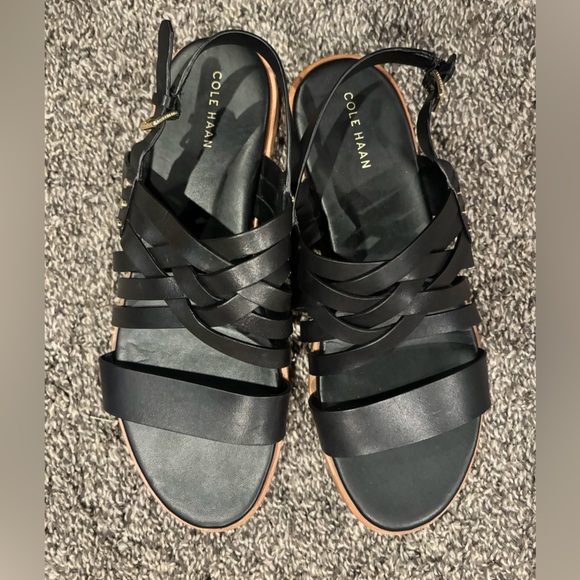 Cole Haan Francie Strappy Slingback Sandal Black Leather Womens size 8.5 - Picture 6 of 11